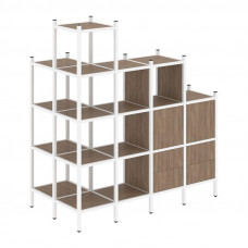 Loft Угловой внешний стеллаж наборный VR.L-58 Дуб Аризона/Металл Белый 862*1694*1869