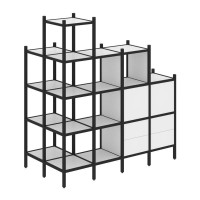 Loft Угловой внешний стеллаж наборный VR.L-58 Белый Бриллиант/Металл Черный 862*1694*1869