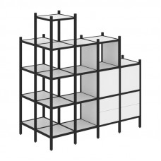 Loft Угловой внешний стеллаж наборный VR.L-58 Белый Бриллиант/Металл Черный 862*1694*1869
