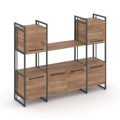 Rift Шкаф комбинированый RF.NS-002 Дуб Табак/Металл Антрацит/Черный Ручки 1598*396*1286