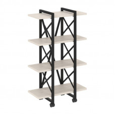 Loft Стеллаж на колесных опорах-4 полки VR.L-MST.K-4.4V Денвер Светлый/Металл Черный 800*400*1334