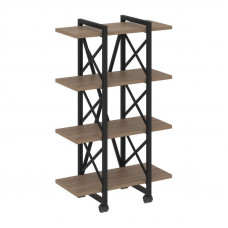 Loft Стеллаж на колесных опорах-4 полки VR.L-MST.K-4.4V Дуб Аризона/Металл Черный 800*400*1334