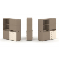 Estetica Набор №19. Тумба двойная+высокая надставка ES.NB.2V-19 Латте/Сатин 1500*410*1520