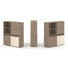 Estetica Набор №19. Тумба двойная+высокая надставка ES.NB.2V-19 Латте/Сатин 1500*410*1520