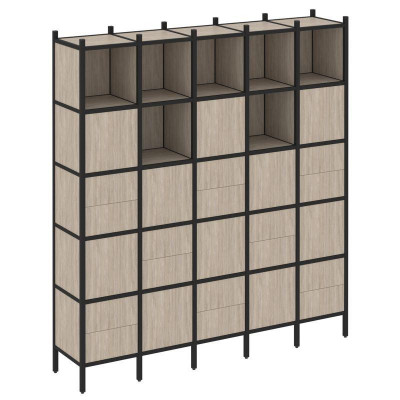 Loft Прямой стеллаж VR.L-10 Дуб Аттик/Металл Черный 2110*446*2280