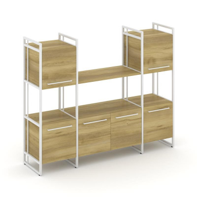 Rift Шкаф комбинированый RF.NS-002 Дуб Винченцо/Металл Белый/Белый Ручки 1598*396*1286