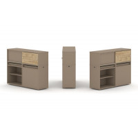 Estetica Набор №13. Тумба двойная+низкая надставка ES.NB.2N-13 Латте/Тиквуд Светлый 1500*410*1135