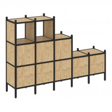 Loft Прямой стеллаж VR.L-19 Тиквуд Светлый/Металл Черный 2110*446*1458