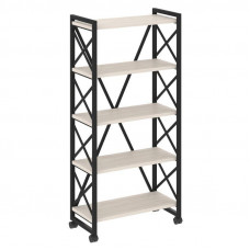 Loft Стеллаж на колесных опорах-5 полок VR.L-MST.K-5.8 Денвер Светлый/Металл Черный 800*400*1704