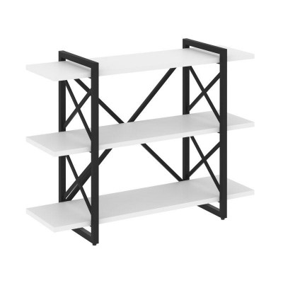 Loft Стеллаж на рег. опорах-3 полки VR.L-MST.O-3.8V Белый Бриллиант/Металл Черный 1200*400*910