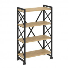 Loft Стеллаж на колесных опорах-4 полки VR.L-MST.K-4.8 Тиквуд Светлый/Металл Черный 800*400*1334