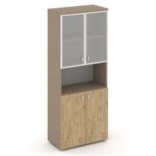 Estetica Шкаф высокий широкий ES.ST-1.4R Латте/Тиквуд Светлый/Сатин матовый 800*420*1977