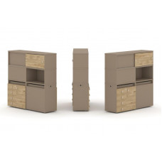 Estetica Набор №30. Тумба двойная+высокая надставка ES.NB.2V-30 Латте/Тиквуд Светлый 1500*410*1520