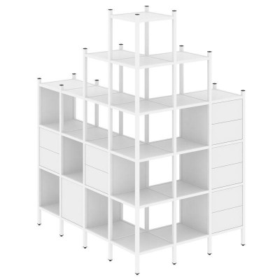 Loft Угловой внешний стеллаж наборный VR.L-56 Белый Бриллиант/Металл Белый 1694*1278*2280