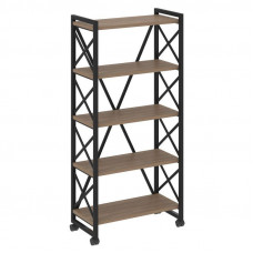 Loft Стеллаж на колесных опорах-5 полок VR.L-MST.K-5.8 Дуб Аризона/Металл Черный 800*400*1704
