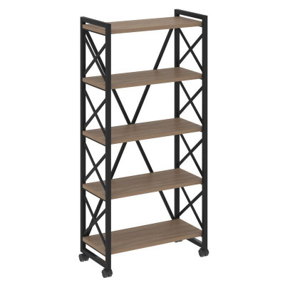 Loft Стеллаж на колесных опорах-5 полок VR.L-MST.K-5.8 Дуб Аризона/Металл Черный 800*400*1704
