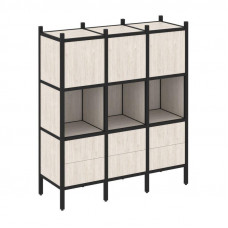 Loft Прямой стеллаж VR.L-08 Денвер Светлый/Металл Черный 1278*446*1458