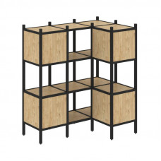 Loft Угловой внутренний стеллаж VR.L-29 Тиквуд Светлый/Металл Черный 1278*862*1458