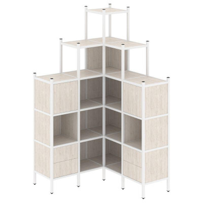 Loft Угловой внутренний стеллаж VR.L-45 Денвер Светлый/Металл Белый 1278*1278*2280