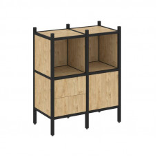 Loft Прямой стеллаж VR.L-02 Тиквуд Светлый/Металл Черный 862*446*1047