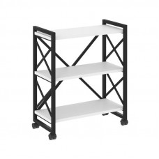 Loft Стеллаж на колесных опорах-3 полки VR.L-MST.K-3.8 Белый Бриллиант/Металл Черный 800*400*968