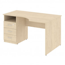 Nova S Стол криволинейный с тумбой левый В.САТ-2 (L) Бук Артизан 1400*900*750