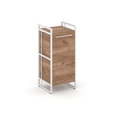 Rift Шкаф 2 ниши узкий RF.SU-21 (L) Дуб Табак/Металл Белый/Белый Ручки 420*396*924