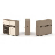 Estetica Набор №8. Тумба двойная+низкая надставка ES.NB.2N-8 Латте/Сатин 1500*410*1135