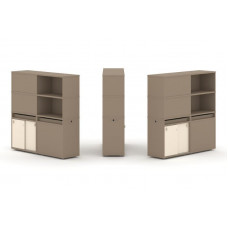 Estetica Набор №20. Тумба двойная+высокая надставка ES.NB.2V-20 Латте/Сатин 1500*410*1520