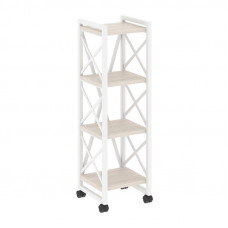 Loft Стеллаж на колесных опорах-4 полки VR.L-MST.K-4.4 Денвер Светлый/Металл Белый 400*400*1334