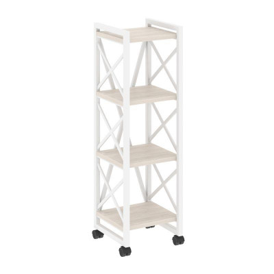 Loft Стеллаж на колесных опорах-4 полки VR.L-MST.K-4.4 Денвер Светлый/Металл Белый 400*400*1334