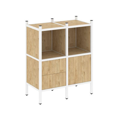 Loft Прямой стеллаж VR.L-02 Тиквуд Светлый/Металл Белый 862*446*1047