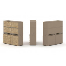 Estetica Набор №5. Тумба двойная+высокая надставка ES.NB.2V-5 Латте/Тиквуд Светлый 1500*410*1520