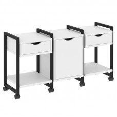 Loft Тумба на колесных опорах VR.L-TN-6.K Белый Бриллиант/Металл Черный 1440*460*767