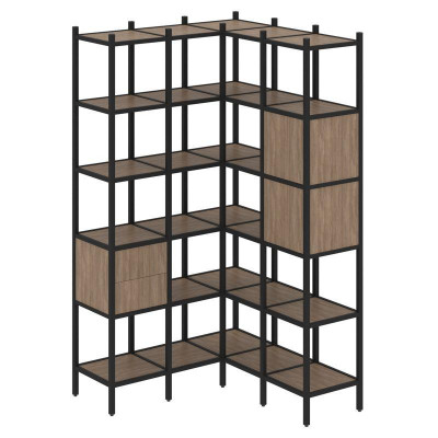 Loft Угловой внутренний стеллаж VR.L-34 Дуб Аризона/Металл Черный 1278*1278*2280