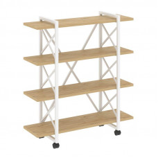 Loft Стеллаж на колесных опорах-4 полки VR.L-MST.K-4.8V Тиквуд Светлый/Металл Белый 1200*400*1334