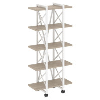 Loft Стеллаж на колесных опорах-5 полок VR.L-MST.K-5.4V Дуб Аттик/Металл Белый 800*400*1704