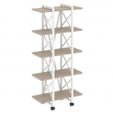 Loft Стеллаж на колесных опорах-5 полок VR.L-MST.K-5.4V Дуб Аттик/Металл Белый 800*400*1704