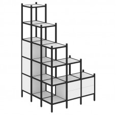 Loft Угловой внешний стеллаж наборный VR.L-59 Белый Бриллиант/Металл Черный 1278*1278*2280