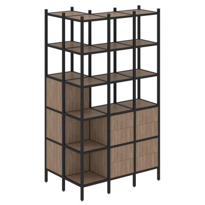 Loft Угловой внешний стеллаж наборный VR.L-54 Дуб Аризона/Металл Черный 862*1278*2280