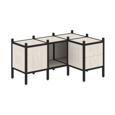 Loft Угловой внутренний стеллаж VR.L-26 Денвер Светлый/Металл Черный 1278*862*636