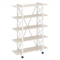 Loft Стеллаж на колесных опорах-5 полок VR.L-MST.K-5.8V Денвер Светлый/Металл Белый 1200*400*1704