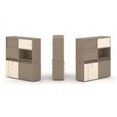 Estetica Набор №30. Тумба двойная+высокая надставка ES.NB.2V-30 Латте/Сатин 1500*410*1520