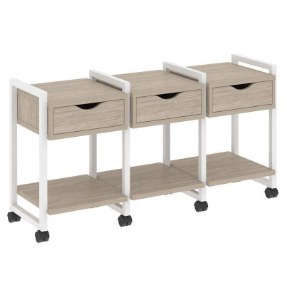 Loft Тумба на колесных опорах VR.L-TN-4.K Дуб Аттик/Металл Белый 1440*460*767