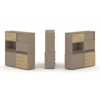 Estetica Набор №31. Тумба двойная+высокая надставка ES.NB.2V-31 Латте/Тиквуд Светлый 1500*410*1520