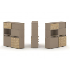 Estetica Набор №31. Тумба двойная+высокая надставка ES.NB.2V-31 Латте/Тиквуд Светлый 1500*410*1520