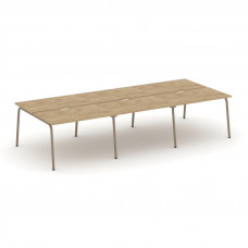 Estetica Рабочая станция 6 мест ES.D.RS-6.2-VK Тиквуд Светлый/Металл Латте 3540*1500*750