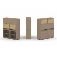 Estetica Набор №3. Тумба двойная+высокая надставка ES.NB.2V-3 Латте/Тиквуд Светлый 1500*410*1520