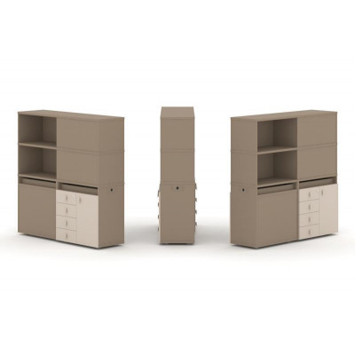 Estetica Набор №19. Тумба двойная+высокая надставка ES.NB.2V-19 Латте/Капучино 1500*410*1520