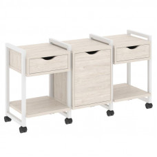 Loft Тумба на колесных опорах VR.L-TN-6.K Денвер Светлый/Металл Белый 1440*460*767